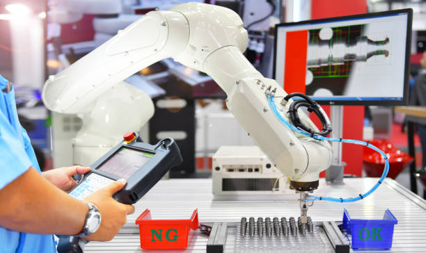 istock Engineer check and control automation Modern Robot system in factory 1171120105