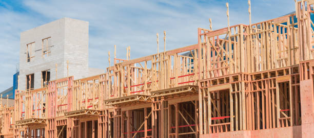 istock Panoramic apartment building under construction with multilevel garage, elevator shaft near Dallas 1171121280