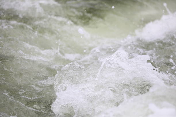Double blurred,bokeh sponge and tsunami is blowing to the shore