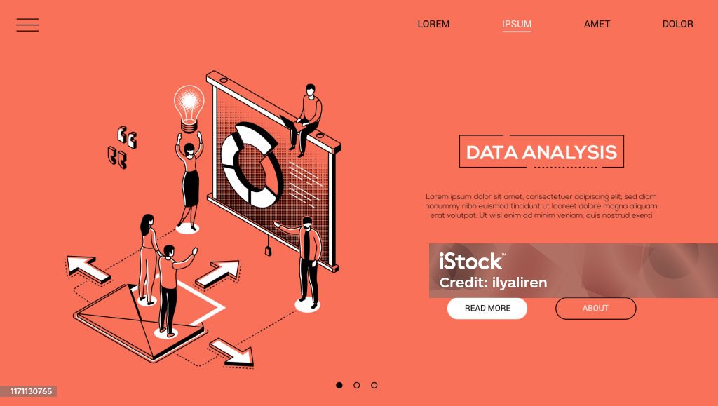 Data Analysis Design Border Data Analysis Line Design Style Isometric Web Banner Stock Illustration ...