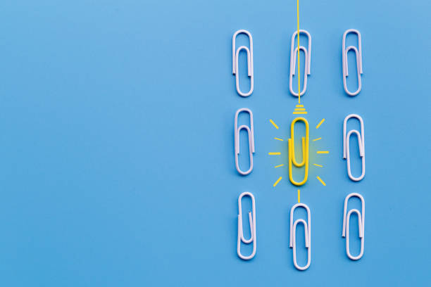 istock Great ideas concept with paperclip,thinking,creativity,light bulb on blue background,new ideas concept. 1171133952
