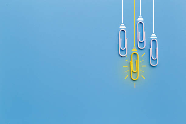 istock Great ideas concept with paperclip,thinking,creativity,light bulb on blue background,new ideas concept. 1171134533