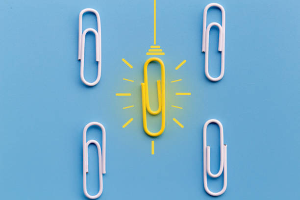 istock Great ideas concept with paperclip,thinking,creativity,light bulb on blue background,new ideas concept. 1171134623