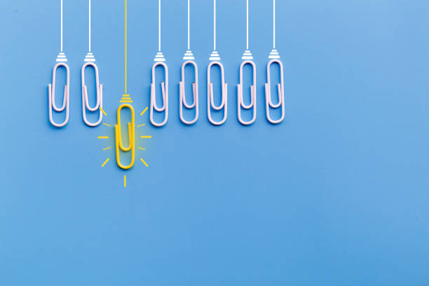 istock Great ideas concept with paperclip,thinking,creativity,light bulb on blue background,new ideas concept. 1171134704