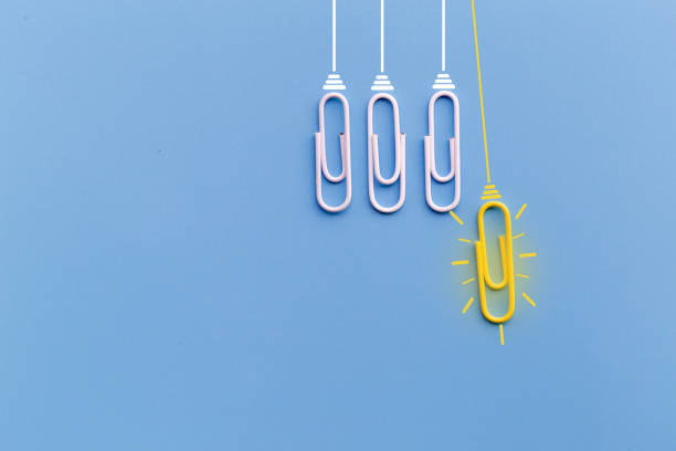 istock Great ideas concept with paperclip,thinking,creativity,light bulb on blue background,new ideas concept. 1171134705