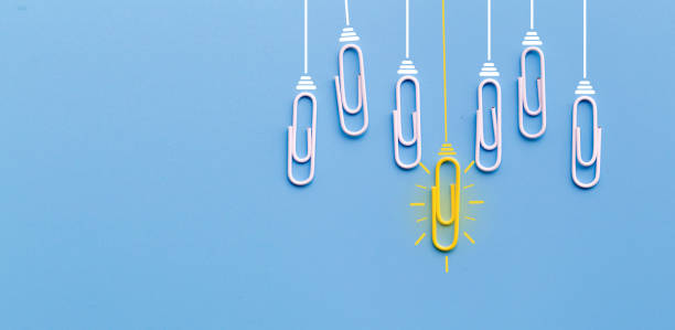 istock Great ideas concept with paperclip,thinking,creativity,light bulb on blue background,new ideas concept. 1171134728