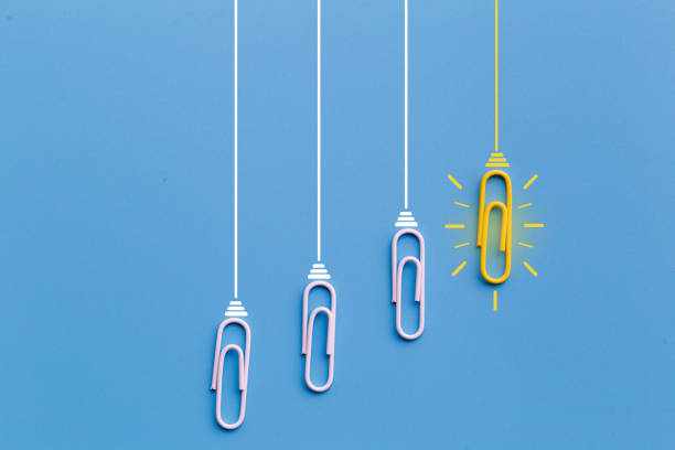 istock Great ideas concept with paperclip,thinking,creativity,light bulb on blue background,new ideas concept. 1171134811