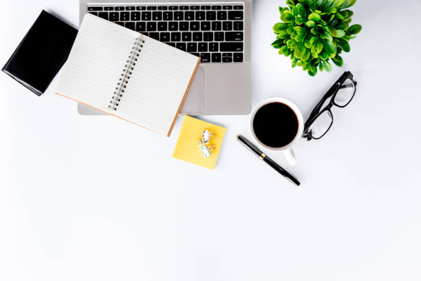istock Top view of Office desk modern with workspace in office with copy space, flat lay. 1171135015