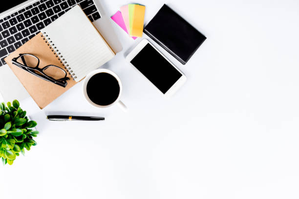 istock Top view of Office desk modern with workspace in office with copy space, flat lay. 1171135207