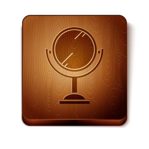 istock Brown Hand mirror icon isolated on white background. Wooden square button. Vector Illustration 1171141495