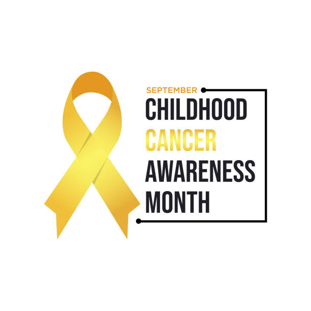 ilustrações, clipart, desenhos animados e ícones de modelo de design realista fita de conscientização de câncer de infância - setembro amarelo