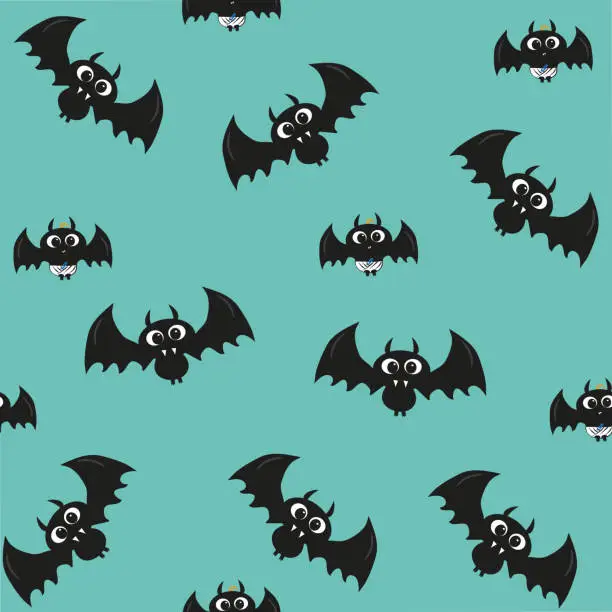 Vector illustration of Cute bats seamless pattern for halloween.