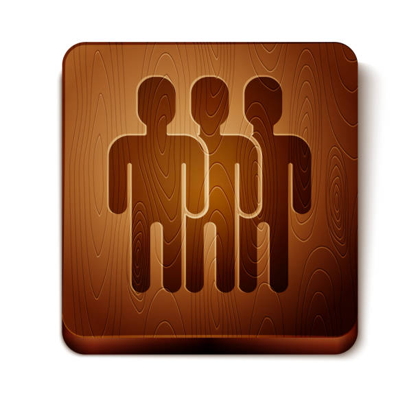 istock Brown Users group icon isolated on white background. Group of people icon. Business avatar symbol - users profile icon. Wooden square button. Vector Illustration 1171144728