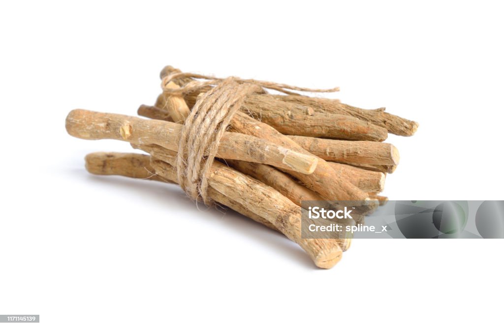 Root Withania somnifera, known commonly as ashwagandha, Indian ginseng, poison gooseberry or winter cherry. Root Withania somnifera, known commonly as ashwagandha, Indian ginseng, poison gooseberry or winter cherry Ashwagandha Stock Photo
