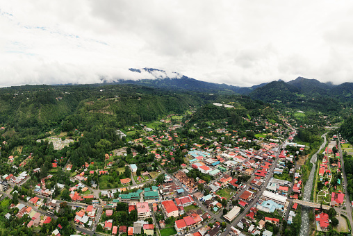 Aerial views of Boquete town in Chiriqui Province of Panama