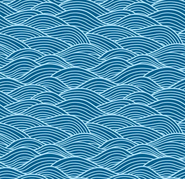 ilustrações de stock, clip art, desenhos animados e ícones de japanese swirl wave seamless pattern - water ocean