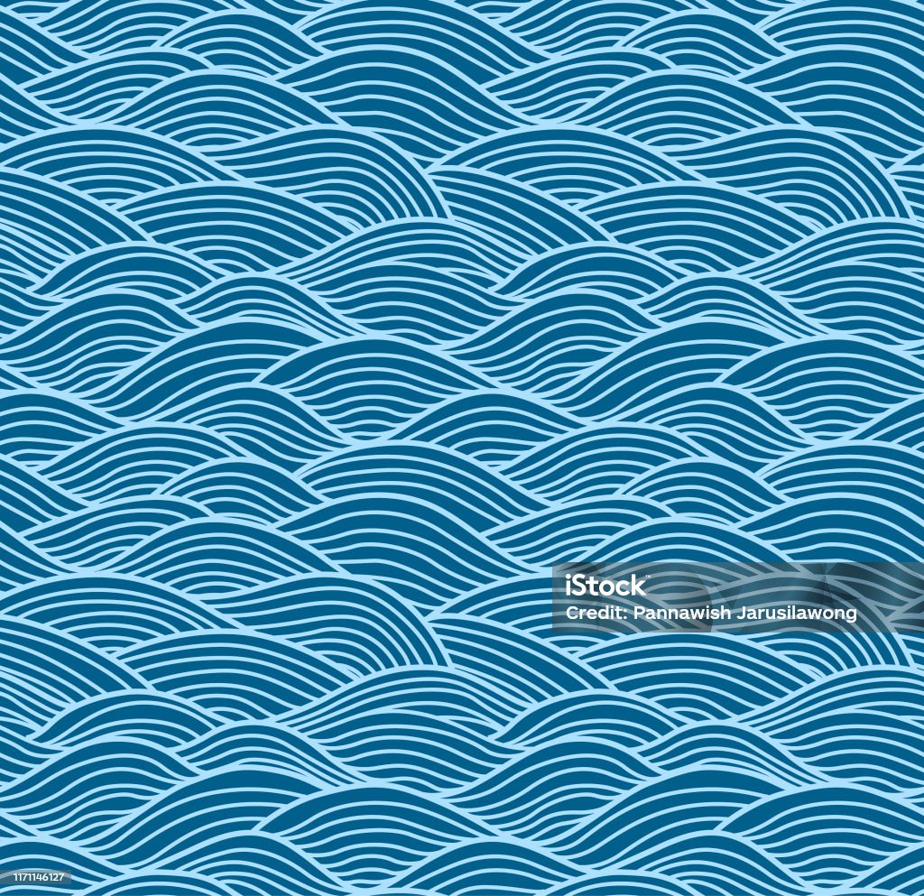 Japanese Swirl Wave Seamless Pattern Pattern stock vector