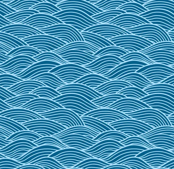 Vector illustration of Japanese Swirl Wave Seamless Pattern