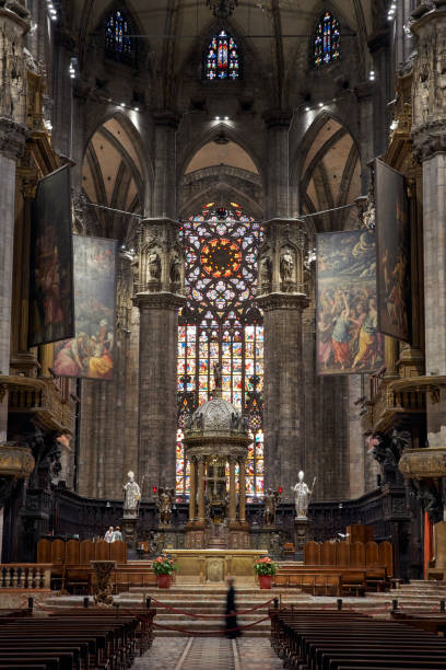 istock Duomo di Milano interior, stained glass window. 1171147694