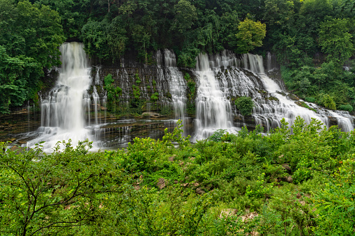 Twin Falls At Rock Island State Park In Tennessee Center View