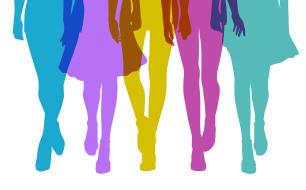 model fashion di catwalk - catwalk ilustrasi stok