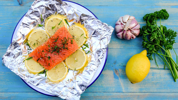 istock Fresh Organic Salmon Fillet On Lemon 1171156541