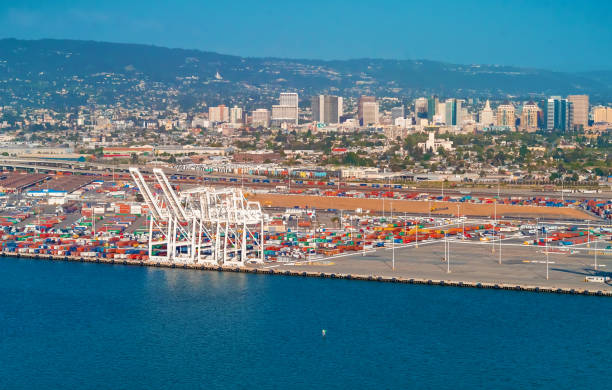 istock Oakland Harbor port terminal with shipping containers 1171172616