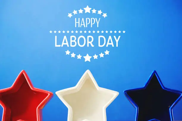 Labor day message with red white and blue star decorations