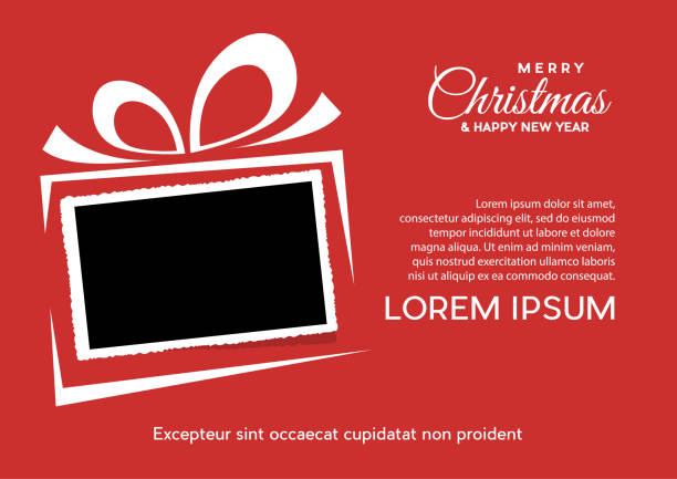 Christmas and background with photo, blank frame. Vector template with picture to insert Christmas and background with photo, blank frame. Vector template with picture to insert: Poster and invitation gift borders stock illustrations