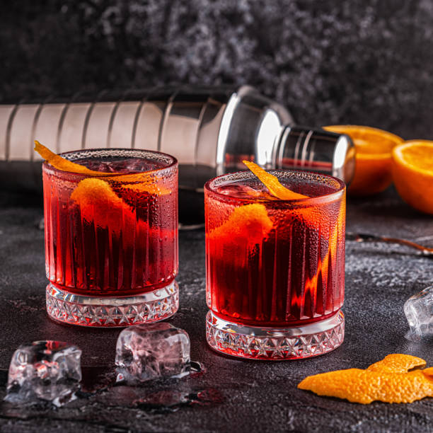 istock Negroni cocktail with orange peel and ice 1171178887