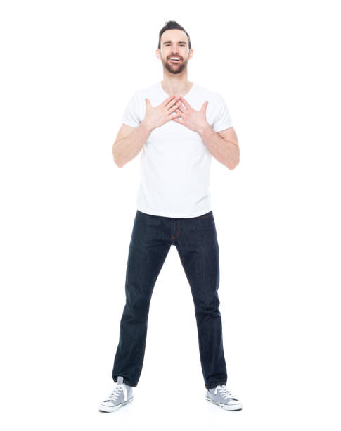 istock Handsome man in white shirt and jeans 1171182706