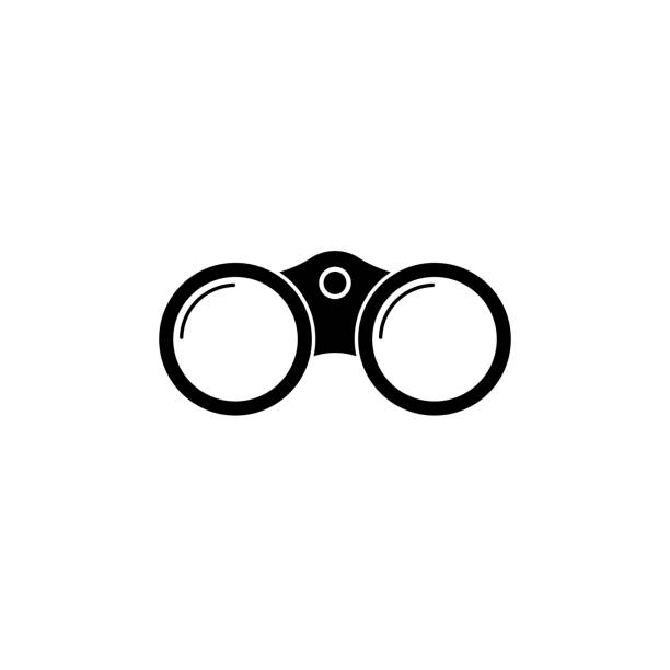 illustrations, cliparts, dessins animés et icônes de conception simple de symbole d'icône de jumelles - binoculars surveillance direction looking at view