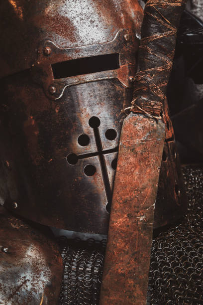 istock Photo of ancient helmet with chain mail. 1171183658