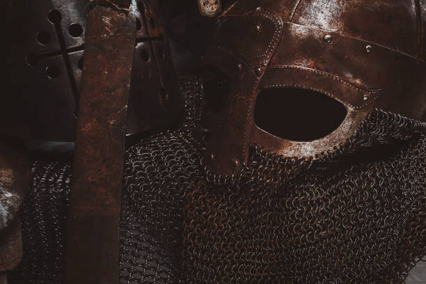 istock Photo of ancient helmet with chain mail. 1171183958