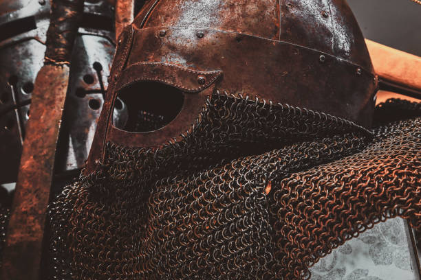 istock Photo of ancient helmet with chain mail. 1171184164