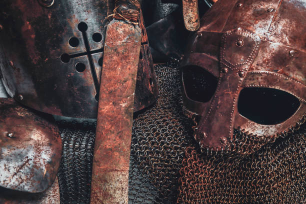 istock Photo of ancient helmet with chain mail. 1171184742