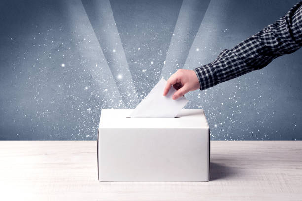 istock Ballot box with person casting vote 1171186243