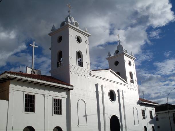 istock Cloud behind the Saint John the Baptist Cathedral, Chachapoyas, Amazonas, Peru, South America 1171186282