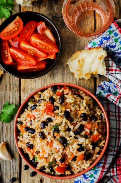 istock Mexican tomato black beans rice with cilantro 1171188048