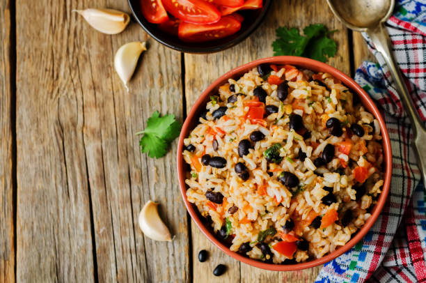 istock Mexican tomato black beans rice with cilantro 1171188049