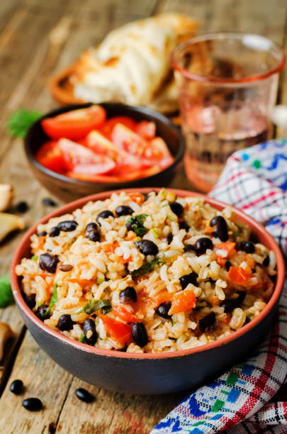 istock Mexican tomato black beans rice with cilantro 1171188064