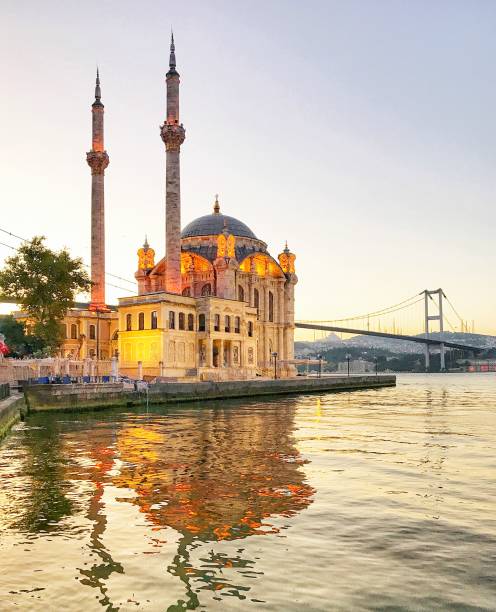 오타코이 모스크, 이스탄불, 칠면조의 황혼 - ortakoy mosque bridge bosphorus istanbul 뉴스 사진 이미지