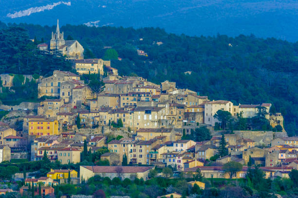 Hill town of Bonnieux in Provence France at dusk