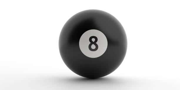 Billiard game ball Black 8  isolated against white background. 3d illustration