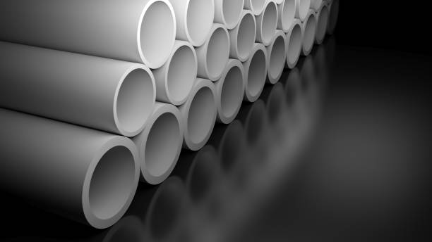 istock A series of white tubes on a glossy black surface - 3D rendering illustration 1171199512