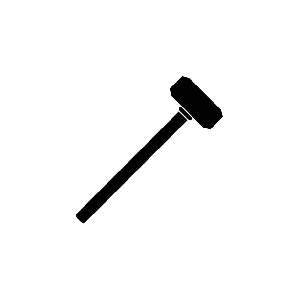 スレッジハンマーベクトルアイコン、ハンマー建設ツールアイコン - work tool symbol hammer repairing点のイラスト素材／クリップアート素材／マンガ素材／アイコン素材