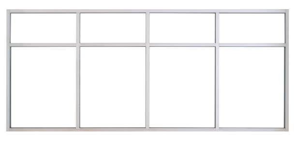 Clear isolated steel glass window white background Large Clear Isolated Steel Office Windows  for Design, Modern Interior House Decoration window frame stock pictures, royalty-free photos & images