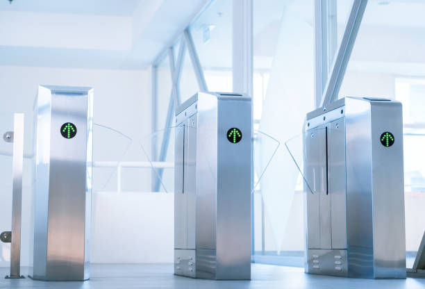 istock Modern electronic entrance gate door 1171200551
