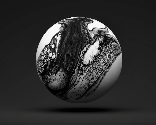 istock 3d render of abstract  black and white planet earth with rough texture  on dark grey background 1171206431
