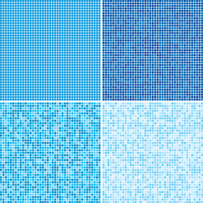 Vector illustration consisting of blue squares tiles. Creative abstract pixel, tile, mosaic geometric background, banner. Pattern for your kitchen, bathroom, floor, pool, roof.